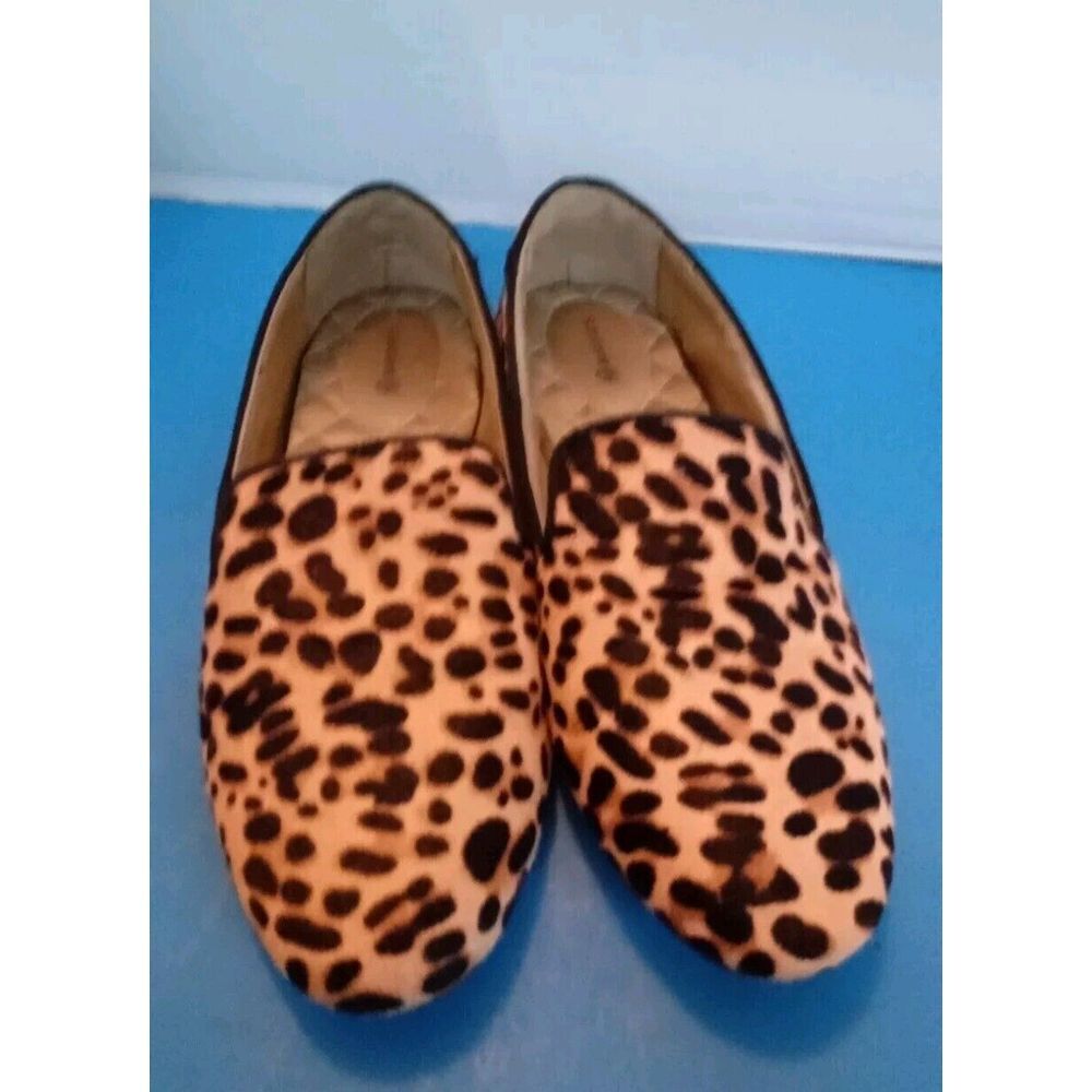 Birdies The Starling Flat Shoes Women Size 8.5 Cheetah Calf Hair Slipper Loafer - Picture 1 of 5